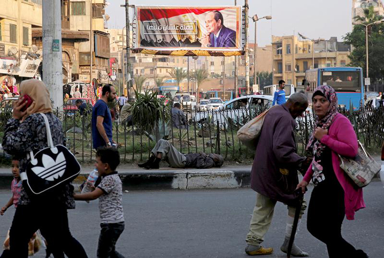 A poster, pictured in Cairo in October 2017, calls for President Abdel Fattah el-Sisi to run in elections. Egypt's March vote will be held while the state of emergency is still in place. (Reuters/Amr Abdallah Dalsh)