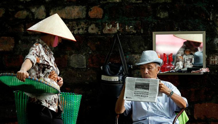 A street in Hanoi, Vietnam in September 2013. Police on July 5, 2018, detained Le Anh Hung, a regular contributor to U.S. Congress-funded Voice of America (VOA) and a prominent independent blogger, on suspicion of