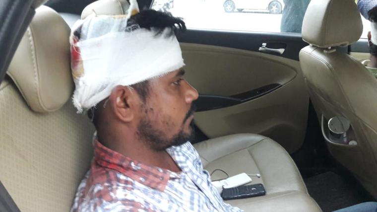 Two journalists, Sandeep Kumar and Neeraj Bali, were attacked while reporting on alleged illegal sand mining in India's Punjab region, according to Kumar and the Indian news website Firstpost. In this image, Kumar is seen after the attack. (Sandeep Kumar)