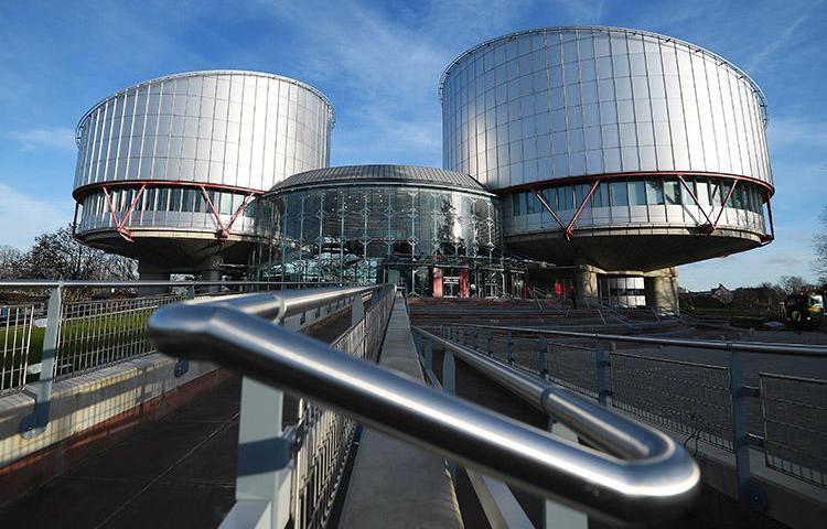 The European Court of Human Rights in Strasbourg. Exiled journalist Emin Huseynov filed a complaint to the court that argues Azerbaijan stripped him of his citizenship in retaliation for his critical views. (AFP/Frederick Florin)
