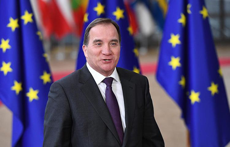 Sweden's Prime Minister Stefan Löfven, pictured in Brussels in December 2017. CPJ is joining calls for Sweden to ensure human rights are upheld in EU negotiations on surveillance equipment exports. (AFP/Emmanuel Dunand)
