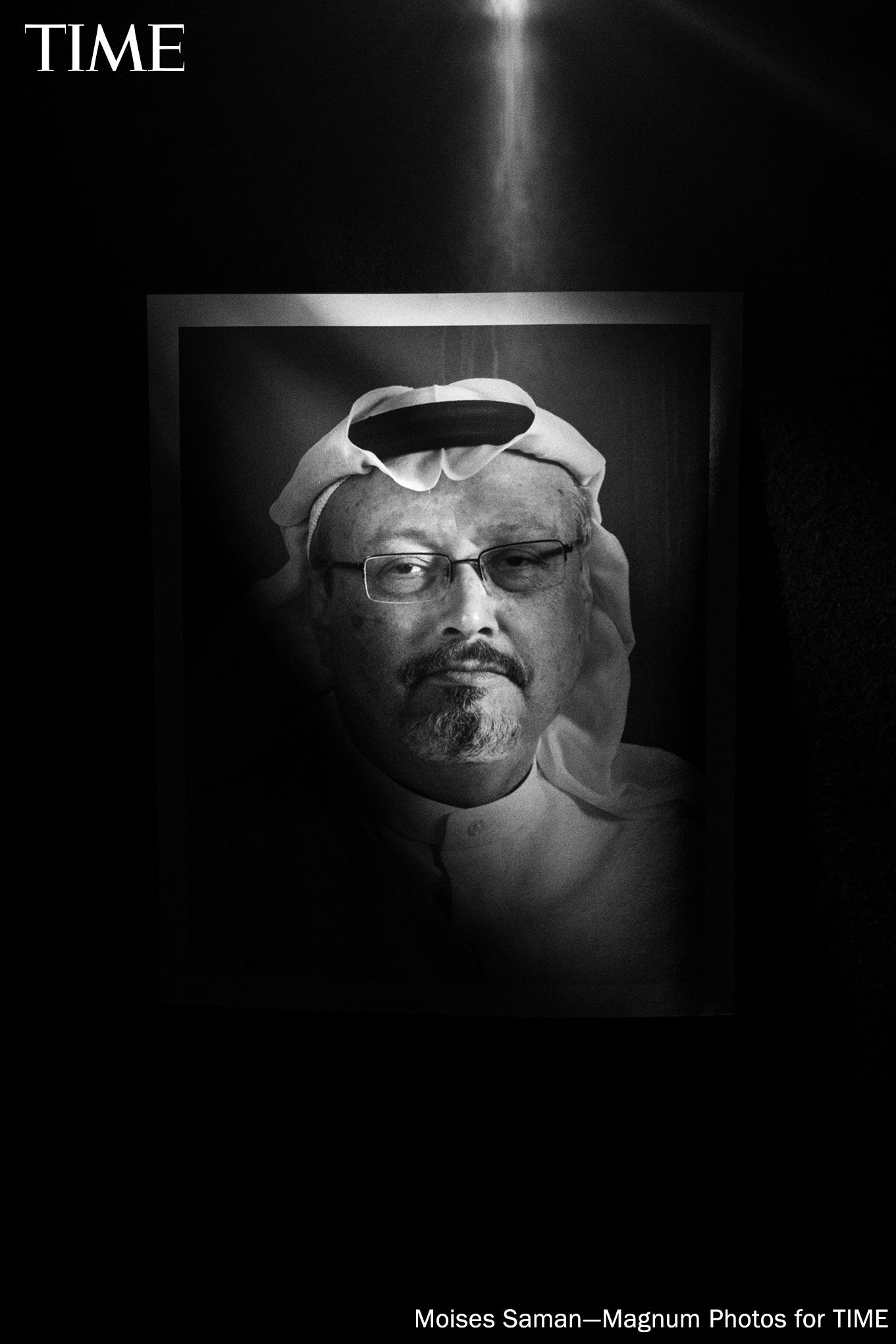 Saudi journalist and Washington Post columnist Jamal Khashoggi was among "The Guardians," a group of journalists chosen as TIME Person of the Year 2018 on Tuesday. On October 2, Khashoggi was murdered by agents of Saudi Arabia inside its Istanbul consulate, while his fiancée waited for him outside. (Moises Saman--Magnum Photos for TIME [Source photo: Alamy])