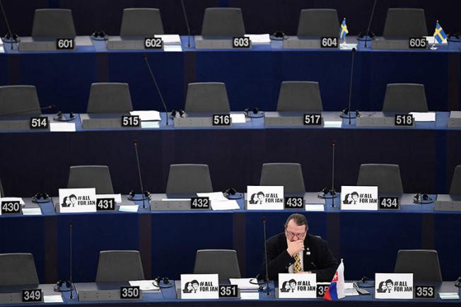 The European Parliament prepares for a debate on press freedom in Strasbourg in March, following the murder of Slovak investigative journalist Ján Kuciak. The Council of Europe's platform on journalist safety finds the media increasingly faces hostility. (AFP/Frederick Florin)