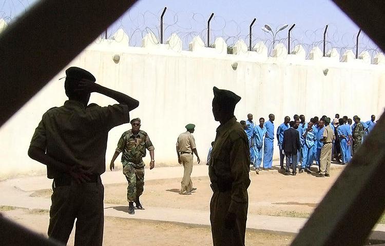 Prison guards are seen at Somaliland's Hargeisa prison on March 29, 2011. Television reporter Abdirahman Keyse Mohamed was recently arrested by police in Somaliland and is being held without charge in a prison in Las Anod. (AP/Katharine Houreld)