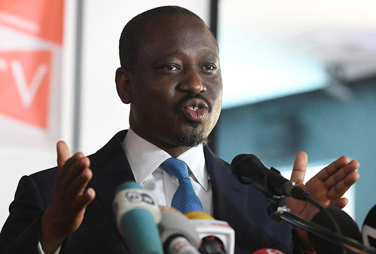 L'homme politique ivoirien Guillaume Soro, photographié à Abidjan en février, a porté plainte contre le directeur d'un hebdomadaire. (AFP/Issouf Sanogo)