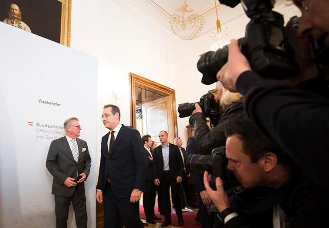 Former Austrian Vice Chancellor Heinz-Christian Strache is seen in Vienna, Austria, on May 18, 2019. Strache recently filed a criminal complaint against "all persons" involved in the dissemination of a video that led to his resignation. (AP/Michael Gruber)