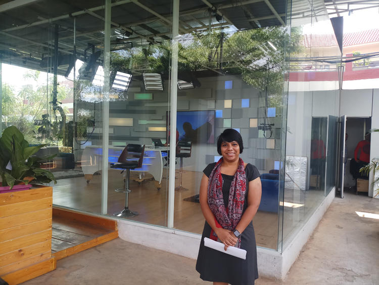 Journalist Revathi Pogadadanda at the Mojo TV office in Hyderabad in April 2019. Pogadadanda was detained by police on July 12, 2019. (Kunal Majumder/CPJ)