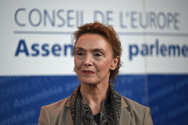 Marija Pejcinovic Buric is seen after being elected as Secretary General of the Council of Europe in Strasbourg, France, on June 26, 2019. CPJ and other organizations recently sent a letter to Pejcinovic Buric, urging her to prioritize press freedom issues. (AFP/Patrick Hertzog)