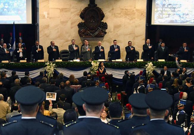 The Honduran National Congress is seen in Tegucigalpa on January 25, 2018. The congress recently announced that it would remove criminal defamation articles from the country's penal code. (AFP/Orlando Sierra)