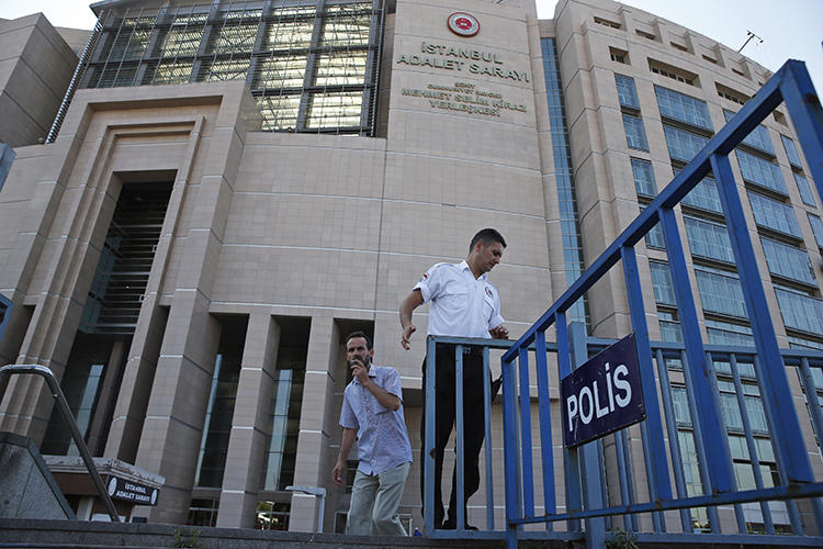 A court where journalists from the Zaman newspaper were tried is seen in Istanbul on July 6, 2018. CPJ joined 12 other groups in issuing a statement calling on U.N. member states to urge Turkey to improve its freedom of speech record. (AP/Lefteris Pitarakis)