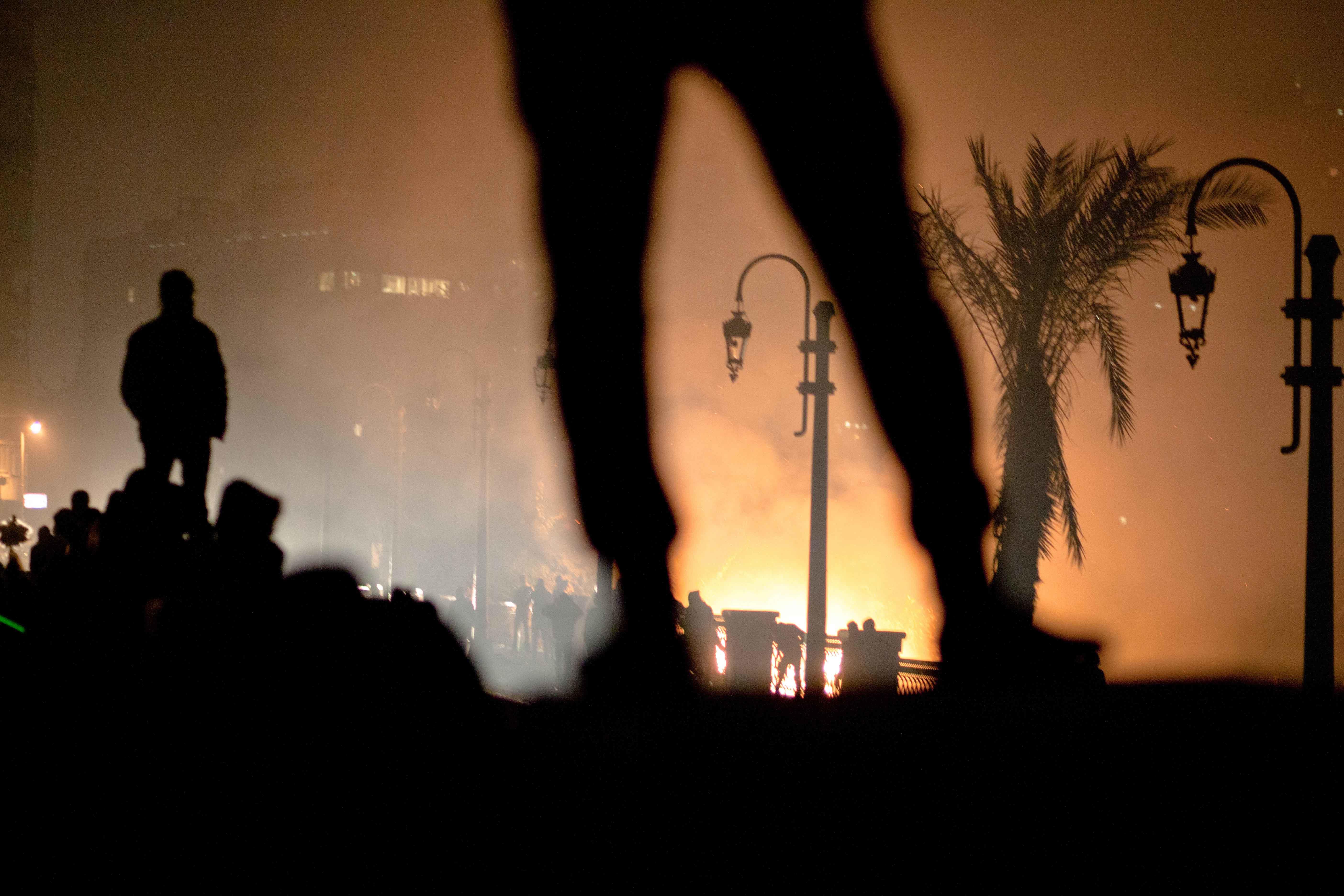 Clashes between protesters and police in Cairo on January 29, 2013, on the second anniversary of the Egyptian revolution. (Mahmoud Abu Zeid, known as Shawkan) Shawkan’s work is on display at St. Ann's Warehouse in Brooklyn through October 6.