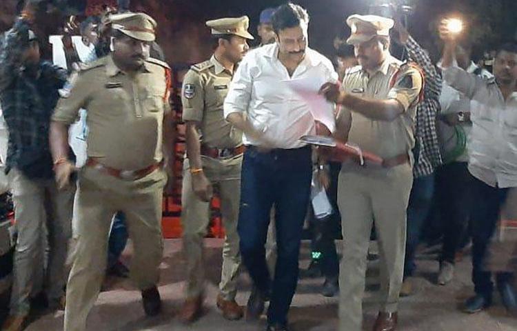 Ravi Prakash, founder of independent Telugu news website Tolivelugu, is pictured after Hyderabad police arrested him on October 5, 2019.