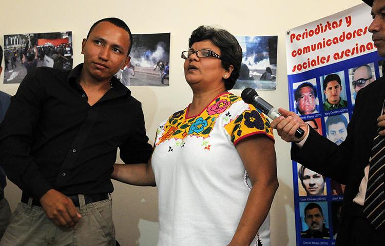 Sandra Maribel Sanchez is seen in Tegucigalpa, Honduras, on August 29, 2012. In September, an attacker held a gun to the journalist's head. (AFP/Orlando Sierra)