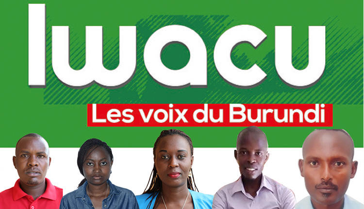 Quatre journalistes d’Iwacu, à partir de la gauche, Térence Mpozenzi, Agnès Ndirubusa, Christine Kamikazi, Egide Harerimana, et leur chauffeur, Adolphe Masabarikiza, sont détenus au Burundi. (Iwacu Media)