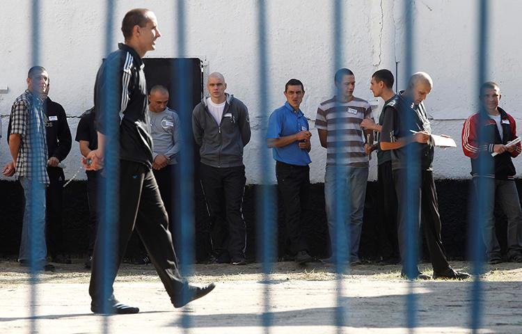 Inmates are seen at the Kirovskaya penal colony in the Donetsk region of Ukraine on September 2, 2019. Ukrainian journalist Stanyslav Aseyev was recently sent to a penal colony in Donetsk for a 15-year sentence. (Reuters/Alexander Ermochenko)