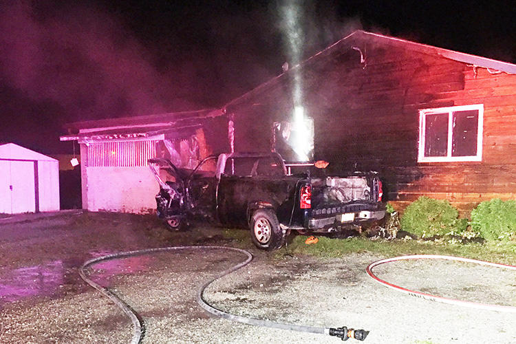 The offices of the Turtle Island News newspaper are seen after being hit by a truck and set ablaze in Six Nations Territory, Canada, on October 28, 2019. (Turtle Island News)