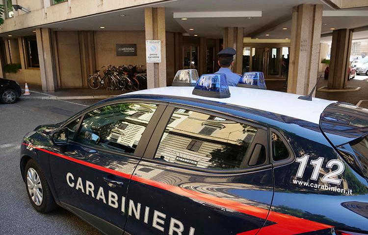 A police car is seen in Rome, Italy, on July 31, 2019. Police are investigating recent attacks against journalist Mario De Michele. (AP/Paolo Santalucia)