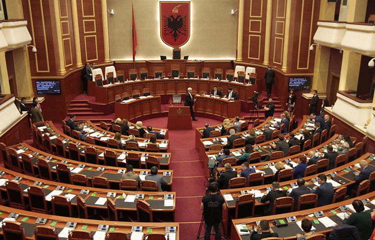 The Albanian parliament is seen in Tirana on April 28, 2017. The parliament recently passed laws that could restrict online news outlets. (Reuters/Florion Goga)