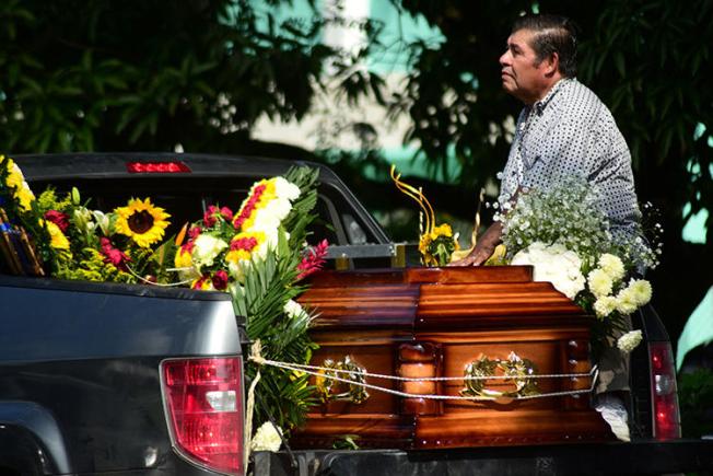 Flowers cover the coffin of Mexican journalist Jorge Celestino Ruiz Vazquez, who was killed in Veracruz in August. Ruiz is one of at least five journalists murdered in retaliation for their work in Mexico in 2019. (Reuters/Oscar Martinez)