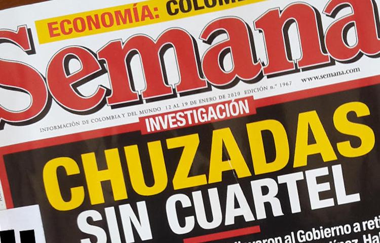 The front page of the January 11, 2020, issue of Semana, pictured, alleged a widespread military campaign of espionage against the magazine. (Photo by CPJ)