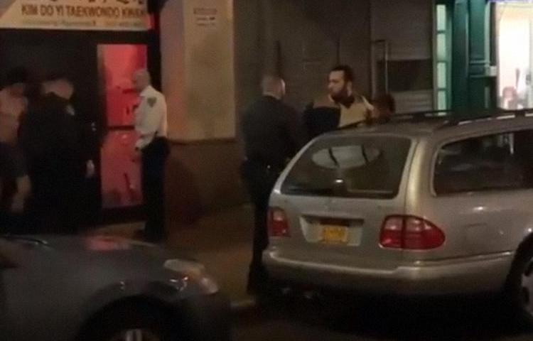 Journalist Amr Alfiky is arrested in New York on February 11, 2020. (Screenshot of video taken by Mostafa Bassim)