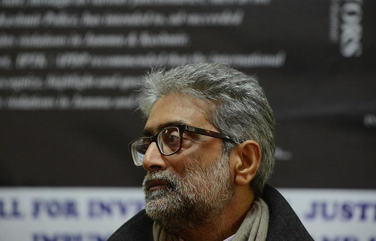 Indian journalist Gautam Navlakha is seen in Srinagar on December 6, 2012. The Indian Supreme Court recently ordered Navlakha to turn himself in to a prison, which he said he fears due to the ongoing COVID-19 pandemic. (AFP/Tauseef Mustafa)