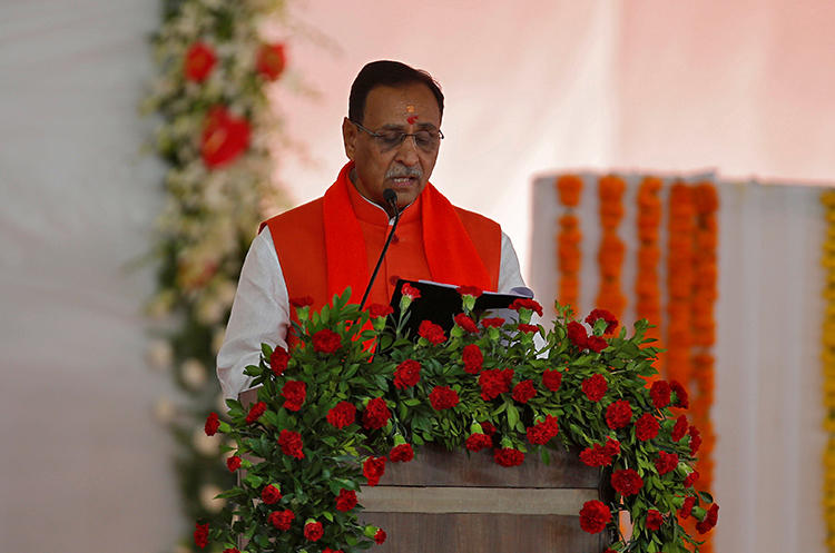 Gujarat Chief Minister Vijay Rupani is seen in Gandhinagar, India, on December 26, 2017. Journalist Dhaval Patel was recently arrested and charged over his coverage of Rupani. (Reuters/Amit Dave)