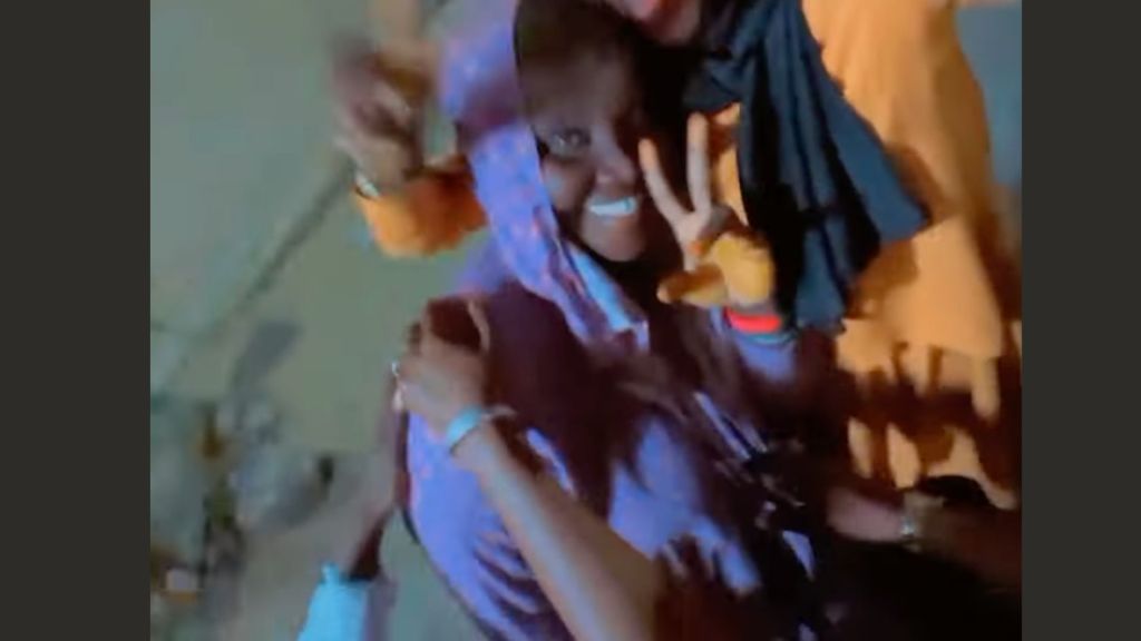 Senegalese reporter Ndèye Maty Niang, also known as Maty Sarr Niang, celebrates after being released on March 12. (Screenshot: Pulse Senegal/YouTube)