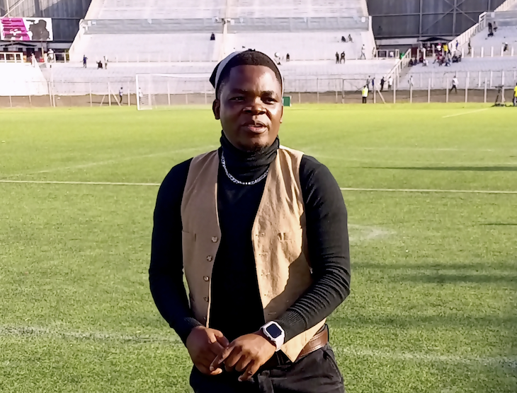 Television journalist Yasin Limu at Kamuzu Stadium, Blantyre, before the April 7 Super League of Malawi match, when Wanderers FC supporters hit him in the face with his tripod.