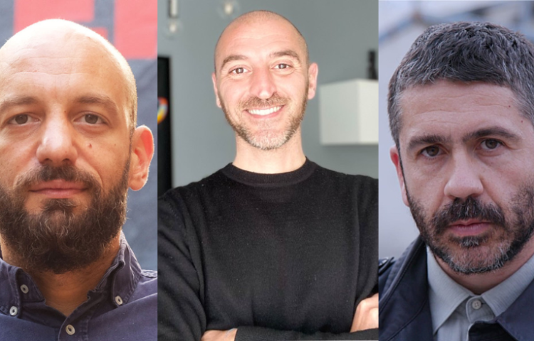 Headshots of Italian journalists Giovanni Tizian (left), Stefano Vergine, and Nello Trocchia who are under criminal investigation over their reporting on an alleged conflict of interest involving Italy’s Defence Minister Guido Crosetto.