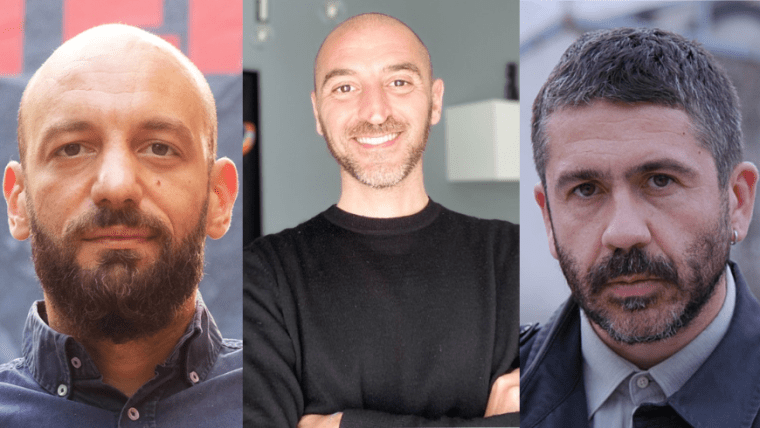 Headshots of Italian journalists Giovanni Tizian (left), Stefano Vergine, and Nello Trocchia who are under criminal investigation over their reporting on an alleged conflict of interest involving Italy’s Defence Minister Guido Crosetto.