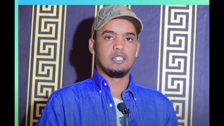 In a video uploaded November 2022, journalist Muhiyadin Mohamed Abdullahi, who is appealing a two-year prison sentence, talks about the popularity of his online show, Muxiyediin Show. (Screenshot: nimcaan ilkacase/YouTube)