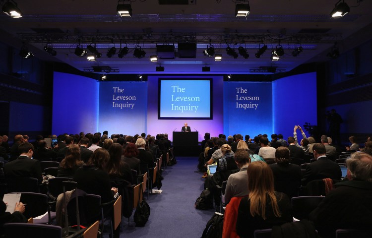 Lord Justice Brian Leveson unveils his report in London in 2012, following his far-reaching inquiry into the ethics of British newspapers.