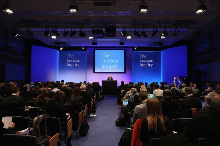 Lord Justice Brian Leveson unveils his report in London in 2012, following his far-reaching inquiry into the ethics of British newspapers.