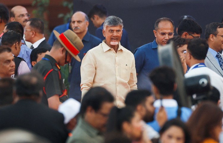 Chandrababu Naidu, chief of Telugu Desam Party (TDP) of state of Andhra Pradesh attends India's Prime Minister Narendra Modi's swearing-in ceremony, at the presidential palace, in New Delhi, India, June 9, 2024. REUTERS/Adnan Abidi - RC2P78AL7743