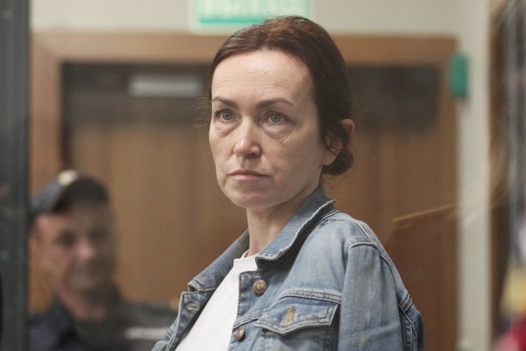 Radio Free Europe/Radio Liberty (RFE/RL) journalist Alsu Kurmasheva, shown here attending a court hearing in Kazan, Russia on May 31, 2024, was sentenced by a Russian court on July 19, 2024, to six-and-a-half years in prison on charges of spreading ‘fake’ news about the Russian army. (Reuters/Alexey Nasyrov)