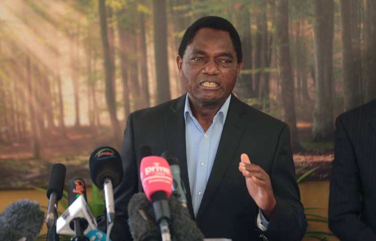 Zambian journalist Thomas Allan Zgambo faces prison over his reporting despite President Hakainde Hichilema, pictured here on August 16, 2021, vowing that 'the media will be freed' when he took office in 2021. (Photo: AP Photo/Tsvangirayi Mukwazhi)