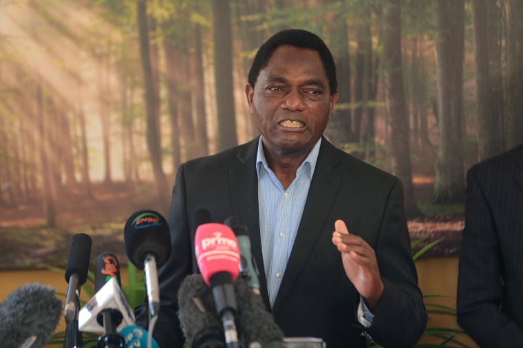 Zambian journalist Thomas Allan Zgambo faces prison over his reporting despite President Hakainde Hichilema, pictured here on August 16, 2021, vowing that 'the media will be freed' when he took office in 2021. (Photo: AP Photo/Tsvangirayi Mukwazhi)