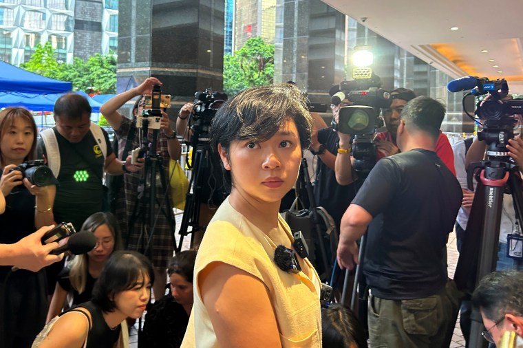 Selina Cheng, a former reporter at the Wall Street Journal speaks to media in Hong Kong on Wednesday, July 17, 2024.