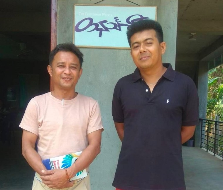 Journalists Aung San Oo (left) and Myo Myint Oo of Myanmar's Dawei Watch