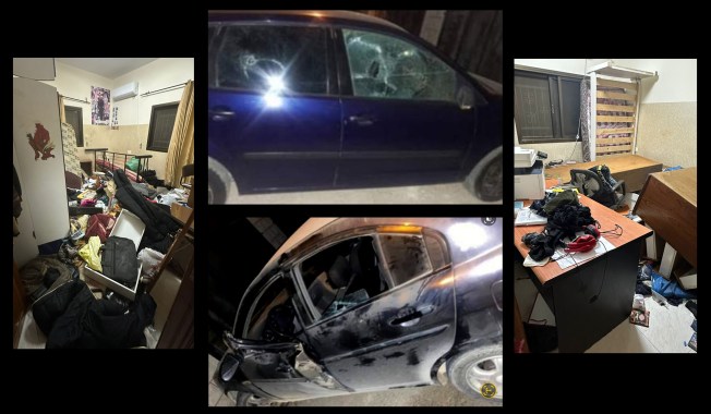 Yousef Jaber, brother of imprisoned journalist Hamza Jaber, provided images of their damaged home and cars following a raid in July 2024 when they arrested Yousef, later freeing Yousef in exchange for Hamza Jaber's surrender. (Photos: Courtesy of Yousef Jaber)