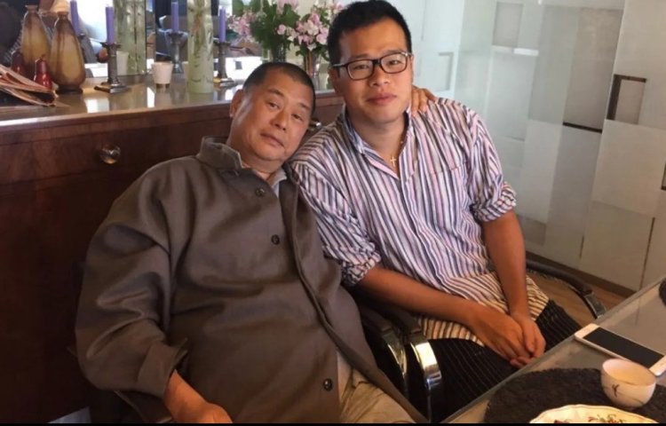 Imprisoned Hong Kong media publisher Jimmy Lai with his son Sebastien in an undated photo.