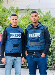 Mohamed Al-Masry (left) and Hossam Shabat, reporters for Al Jazeera Mubasher, were injured on November 19, 2024, when an Israeli airstrike hit a house in the Al-Basra neighborhood in southern Gaza. (Photo: courtesy of Hossam Shabat)