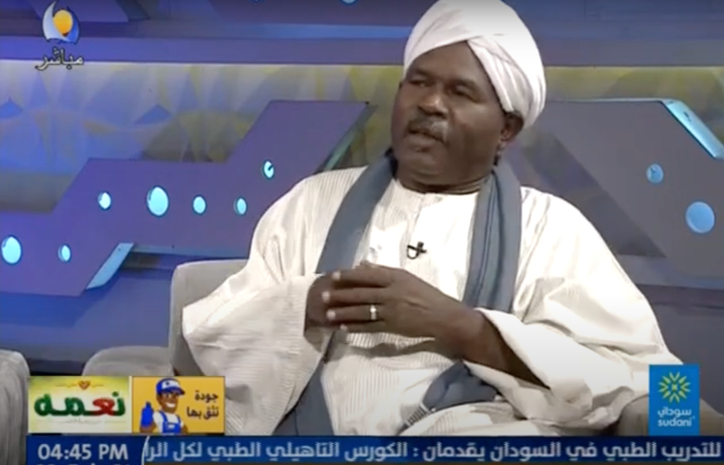 Sudanese journalist Yahya Hamad Fadlallah speaks on local channel Blue NIle TV.