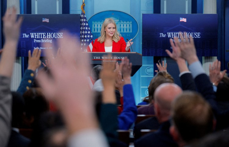 White House Press Secretary Karoline Leavitt takes a question during a press briefing at the White House in Washington, D.C on February 25, 2025. (Photo: Reuters/Brian Snyder)