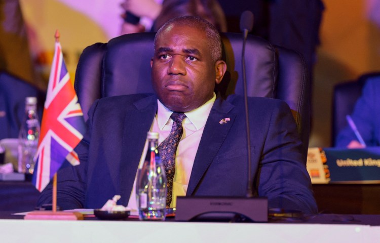 U.K. Foreign Minister David Lammy attends the G20 Foreign Minister Meeting in Johannesburg, South Africa, on February 20, 2025. CPJ joined 24 organizations in writing a letter to Lammy, urging the U.K. government to lead on a joint statement to address Egypt’s human rights crisis. (Photo: AFP/Emmanuel Crosetafp)