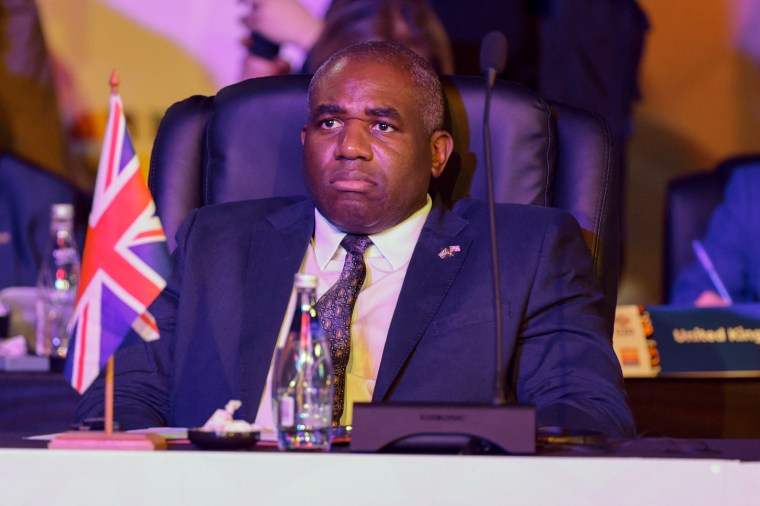 U.K. Foreign Minister David Lammy attends the G20 Foreign Minister Meeting in Johannesburg, South Africa, on February 20, 2025. CPJ joined 24 organizations in writing a letter to Lammy, urging the U.K. government to lead on a joint statement to address Egypt’s human rights crisis. (Photo: AFP/Emmanuel Crosetafp)