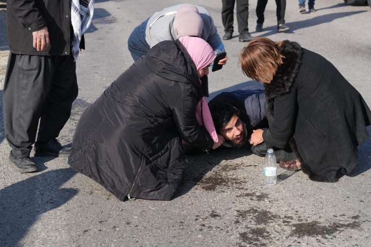 Slemani News Network camera operator Sivar Baban struggles to breathe after being teargassed during a Kurdistan teachers’ protest on February 9.