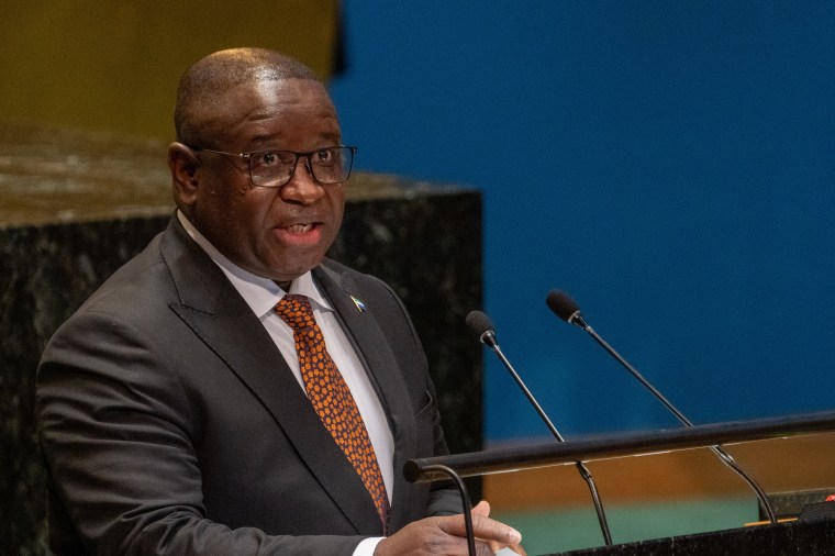 President of Sierra Leone Julius Maada Bio addresses the "Summit of the Future" in the General Assembly Hall at United Nations Headquarters in New York City, U.S., September 22, 2024. REUTERS/David Dee Delgado