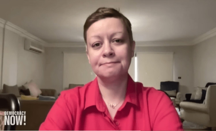 Qandeel, a well-known former BBC Arabic presenter, said she has faced increased verbal attacks from pro-regime Egyptian media presenters. (Screenshot: Democracy Now/YouTube)